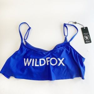 Wildfox Swim Staycation Blue Bikini Top Large